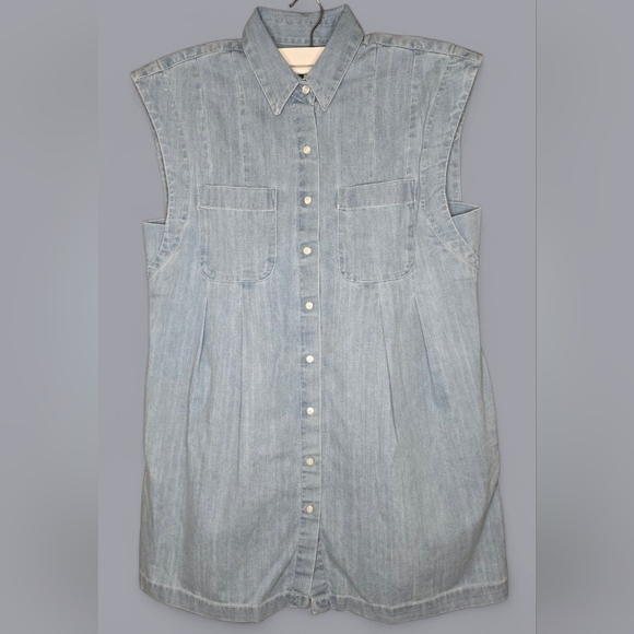 Banana Republic Sleeveless Denim Shirt - Size M, Oversized Fit NWT - Picture 1 of 11